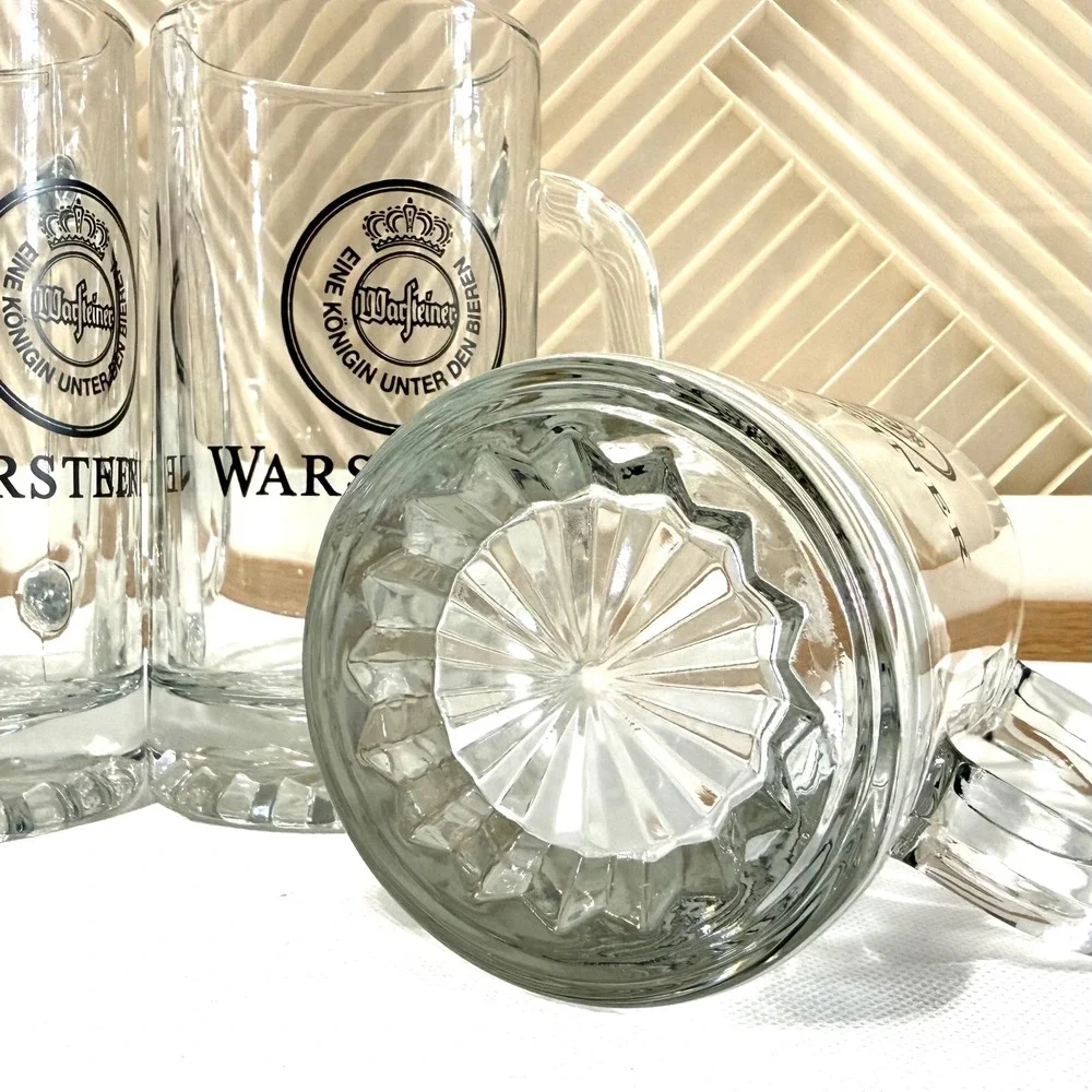 Vtg Warsteiner Beer Glass Mugs Set of 3 German Draft Tankards Heavy Base 0.5L
